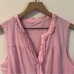 Garnet Hill  Cotton Button Front Sleeveless‎ Pink Ruffle Trim Blouse Size XL Photo 2