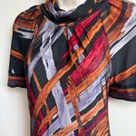 BCBGMAXAZRIA cowl neck short sleeve stretchy pullover blouse top black o… Photo 2