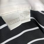 Black and white striped button up down long sleeve lightweight loose flowy shirt Size M Photo 2