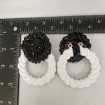 Big Bold Lion Doorknocker Black and White Statement Earrings Photo 3
