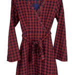 Le lis  Plaid Dark Orange Navy Blue Fit & Flare Western Dress Size Small NWT Photo 0