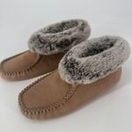 Hush Puppies Vintage 90s Leather Booties Moccasins Slippers Faux Fur Size 7 Photo 1