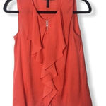 BCBGMAXAZRIA  Steacy Ruffle Tank Top Coral Orange Zip Front Size XS Photo 0