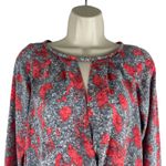 Yoana Baraschi  Printed Faux Wrap Top Blouse Long Sleeve Gray Red Size S/M Photo 2