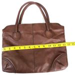 Vintage Brown leather briefcase style shoulder hand tote bag purse satchel 1990s Photo 2