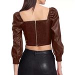 Avec Les Filles  Sienna Faux Leather Crop Top Brown XS Photo 1