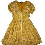Floral Midi Dress PS Yellow Short Sleeve Deep V Neck Casual Spring Boho Chic Size 4P Photo 5