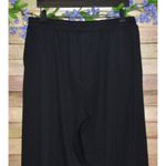 Modern Works Ladies L Black Ribbed Casual Pull On Pants Pockets Wide Leg Comfy Size L Photo 3