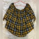J for Justify Plus Size Plaid Off The Shoulder Blouse! Photo 1