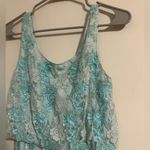 Alice + Olivia  Sequin beaded turquoise aqua mini floral beaded lace dress Photo 1