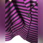 Sandro womens size L blazer jacket purple black striped stretch cropped Photo 3