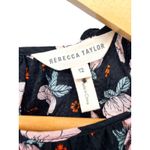 Rebecca Taylor Silk Floral Cold Shoulder Ruffle Blouse Boho Romantic Size 12 Black Photo 6