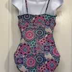 Assets by Spanx Paisley Floral Purple Blue Swimsuit Size Medium EUC #7969 Photo 7