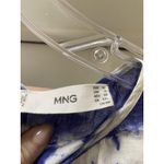 Mango MNG Dress Womens 10 Blue White Tie Dye Midi Boho Short Sleeve Waist Tie Tiered Photo 2