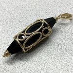 MILOR 14k Italy Yellow Gold Caged ONYX Enhancer Pendant Whimsical Old Money Photo 2