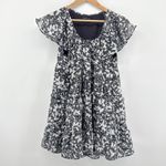 Urban Outfitters ‎ Outfitters Bea Gingham Floral Mini Dress Black White Short Sleeve Medium Photo 2