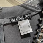 Venus  Plunging Embellished Jeweled Dress Long Sleeve Grey Size 4 New Photo 6
