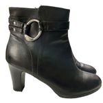 Lauren Ralph Lauren Myla Black Leather Ankle Boots Size 10B Heels Ankle Zip Photo 2