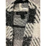 August Silk Women's Black and White Fuzzy Plaid Open Front Cardigan size L Photo 2