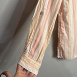 ANTIBES Blanc 100% linen striped button front collared tunic shirt dress, large Yellow Photo 2