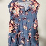 Free People NEW Cottagecore Harper Mini Dress Micro Corduroy Blue Combo Sz Small Photo 1