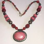 Vintage Pink and Red Coral Boho Western Beaded Necklace Photo 0
