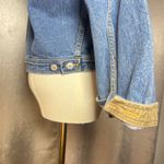 Tommy Hilfiger  Denim Jacket Tan Collar Women's M Trucker Style Blue Jean Photo 11