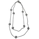 Lauren G Adams Necklace‎ Gunmetal Station Clear Glass Rhinestones 42" Long Photo 0