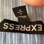 EXPRESS  Blue Striped Crochet Lace Cap Sleeve Lace Up V-Neck Top Small Photo 3