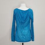 Jockey Person 2 Person Teal Paisley Burnout Hooded Top Sz Medium Green Photo 4