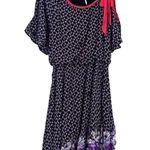 Free People  Boho Blouson Dress Purple Floral Tie Cold Shoulder Flowy Siz… Photo 0