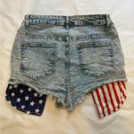 SheIn Blue Distressed Jean Shorts with Flag Design Size 0XL (12) Photo 1