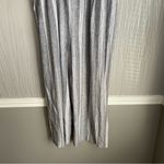 SUSINA Linen Blend Jumpsuit Women's Size Large Gray White Striped Black Photo 3