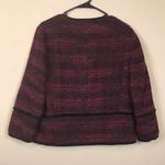 T Tahari  Women’s Tweed Knit Fringe Red Black Hook-Closures Suit Jacket Photo 5