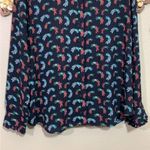 Loft Womens Peacock Print Long Sleeve Button Front Blouse Size Large Petite Photo 2
