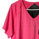 Game Time Activewear Shirt Pink Black Mesh Short Sleeve V Neck Size 2X‎ NWT Photo 3