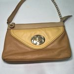 Emma Fox ‎ Leather Cross Body Purse Gold Chain & Leather Strap Brown Tan Photo 3