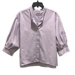ODEEH Lilac Band Collar Puff Sleeve Button Up Blouse Shirt Women's Size 42 US 10 Purple Photo 2
