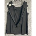 Fashion Bug Black Linen Blend Sleeveless Top Floral Embroidered Size 14 Photo 3