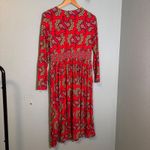 Boden Thea Long Sleeve Jersey Dress Midi Red Paisley Size 8 Petite Office Modest Photo 6