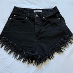 Garage  Denim Black Mini Festival Shorts 5/21 – Women’s Frayed Hem Summer Style Photo 0