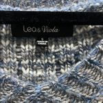 Lea & Viola  Blue & White Textured Tweed Like Knit Sweater Sz S Photo 1