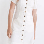 Madewell NEW ‎ White Linen-Cotton Puff-Sleeve Mini Dress size 2 lighthouse cream Photo 0