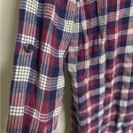 Psycho Bunny  Women’s Flannel Shirt Size Small Oversized Plaid Blue Pink Photo 7