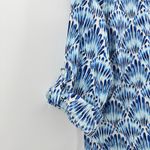 Tommy Bahama Women's Large Blue Shell Print Roll Tab Sleeve Button Down Dress Photo 1