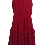 Monteau  Red Swiss Dot Ruffle Tiered Sleeveless Dress Lined Size Small NWT Photo 0