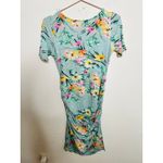 Yumi Kim Blue Floral Printed Mini Short Sleeve Scoop Maternity Dress sz S Photo 2