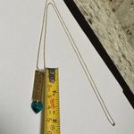 Love Charm Gold Tone Chain Necklace With stamped  And Blue Crystal Heart 36 Inch Photo 6