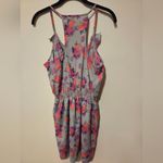Collective Concepts  Gray And Pink Floral Dress with Ruffle Accents Size Large Photo 3