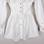 Rejina Pyo White Long Sleeve Ruched Collared Shirt Dress Cotton Size US 4 Photo 10